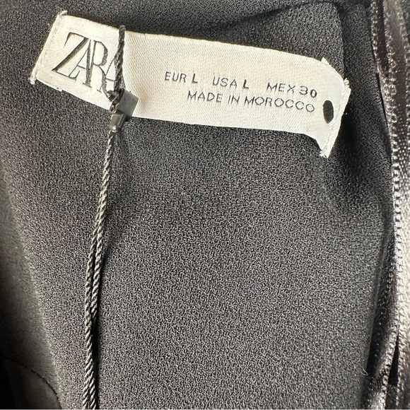 NWT Zara Black V-Neck Mini Long Sleeve Dress | US Size Large - Picture 13 of 14